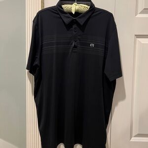 Travis Mathew black golf polo shirt size XL dot pattern at chest